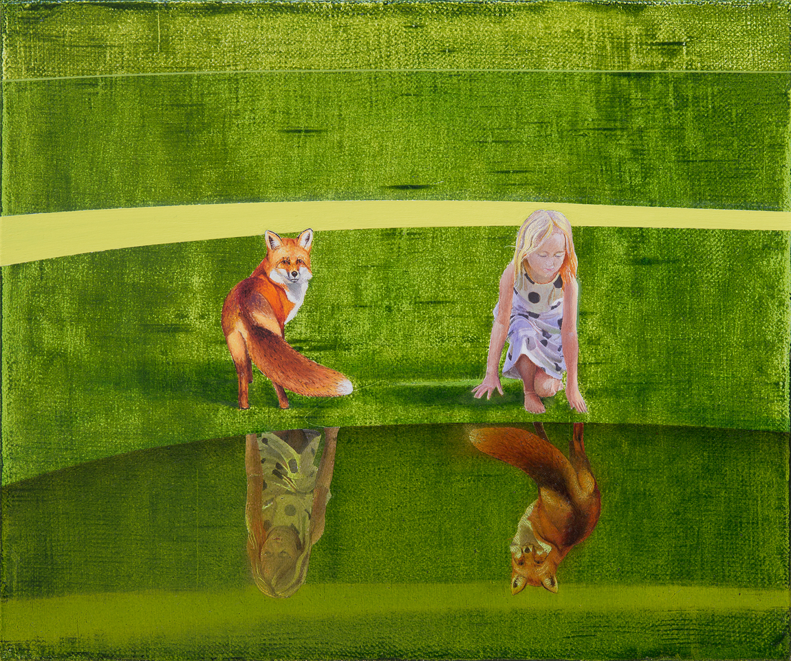 Kalvis Zuters - ‘Mirrorpool II’ - oil on canvas - 21x25cm - d'Haudrecy Art Gallery